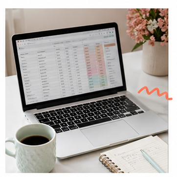 Budget spreadsheet on a laptop