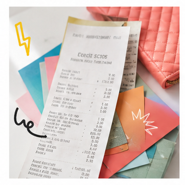 Coupons and shopping receipt